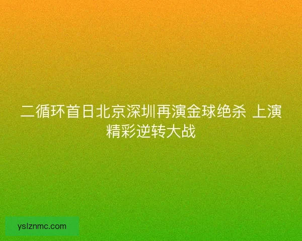 二循环首日北京深圳再演金球绝杀 上演精彩逆转大战