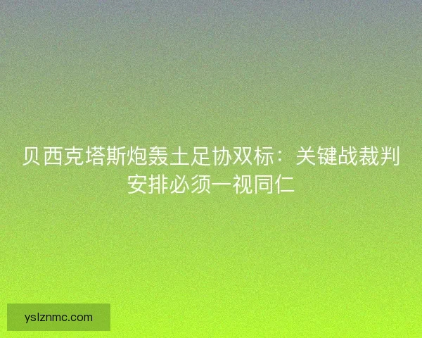 贝西克塔斯炮轰土足协双标：关键战裁判安排必须一视同仁