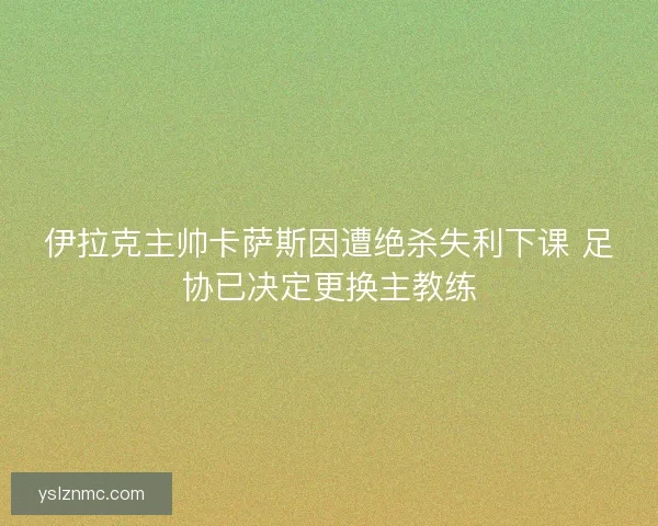 伊拉克主帅卡萨斯因遭绝杀失利下课 足协已决定更换主教练
